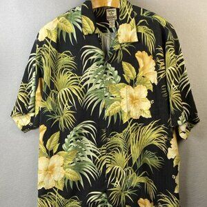 Tommy Bahama Hawaiian Shirt Mens L 100% Silk Vintage Button‎ Up Luxury Tropical